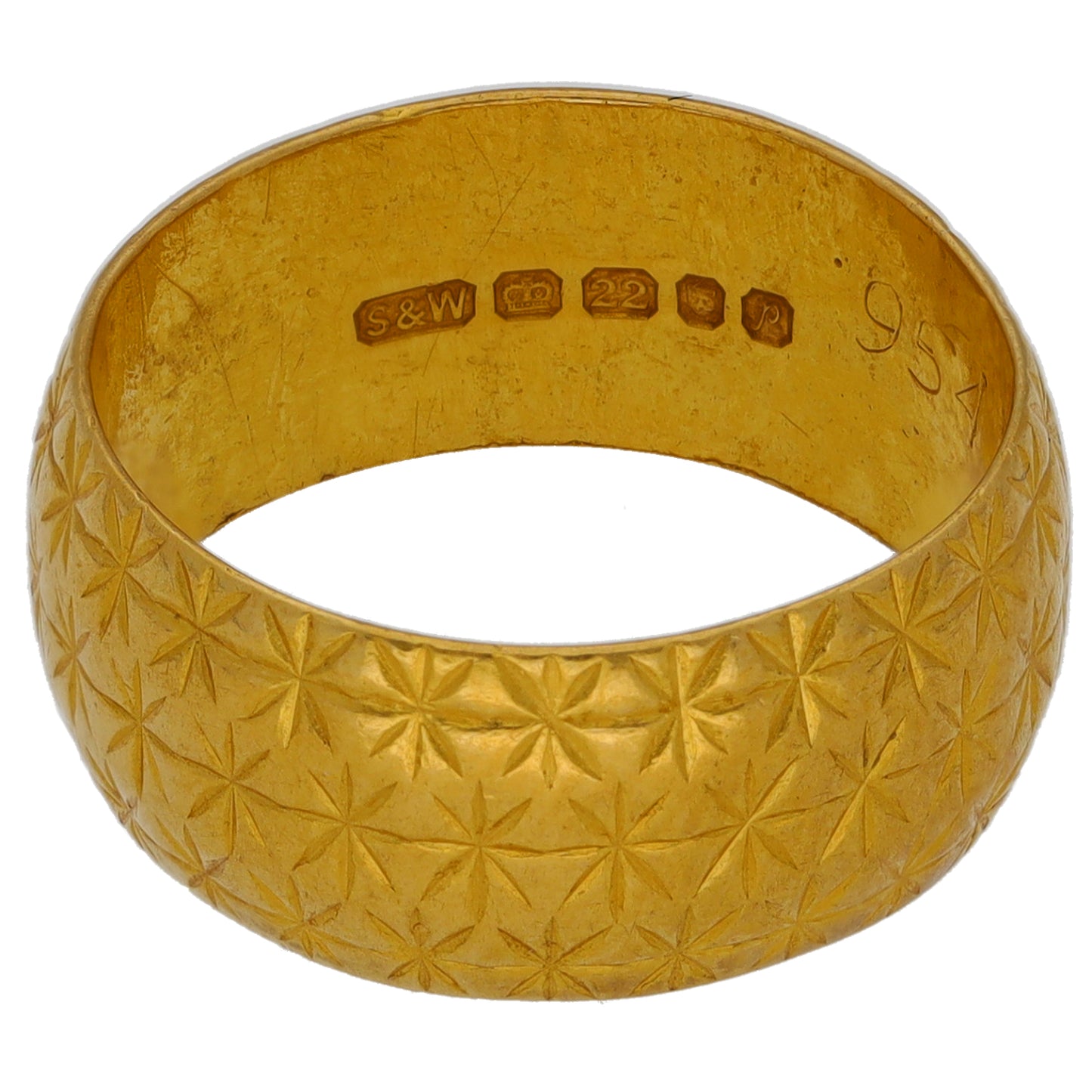 22ct Gold Patterned Wedding Ring Size N
