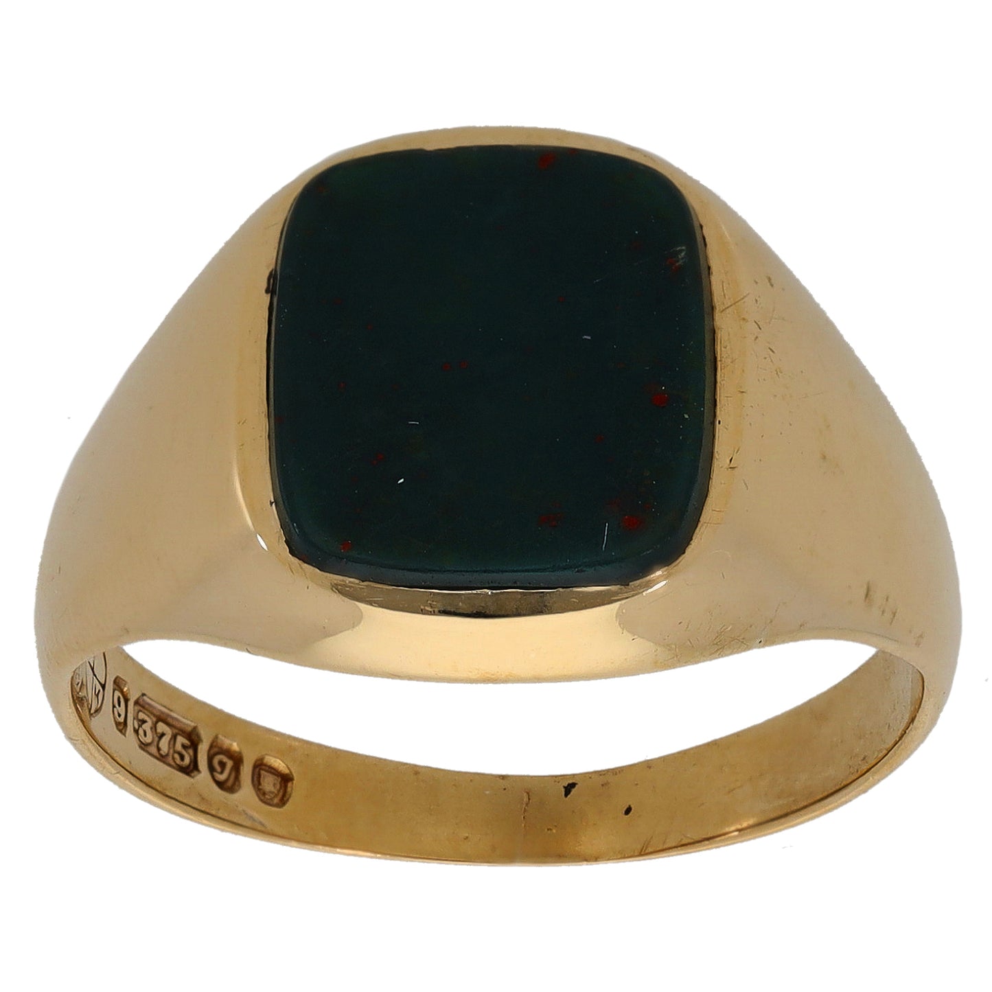9ct Gold Bloodstone Single Stone Signet Ring Size S