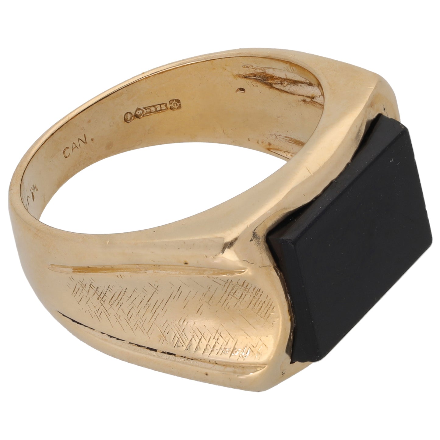 9ct Gold Onyx Plain Signet Ring Size U
