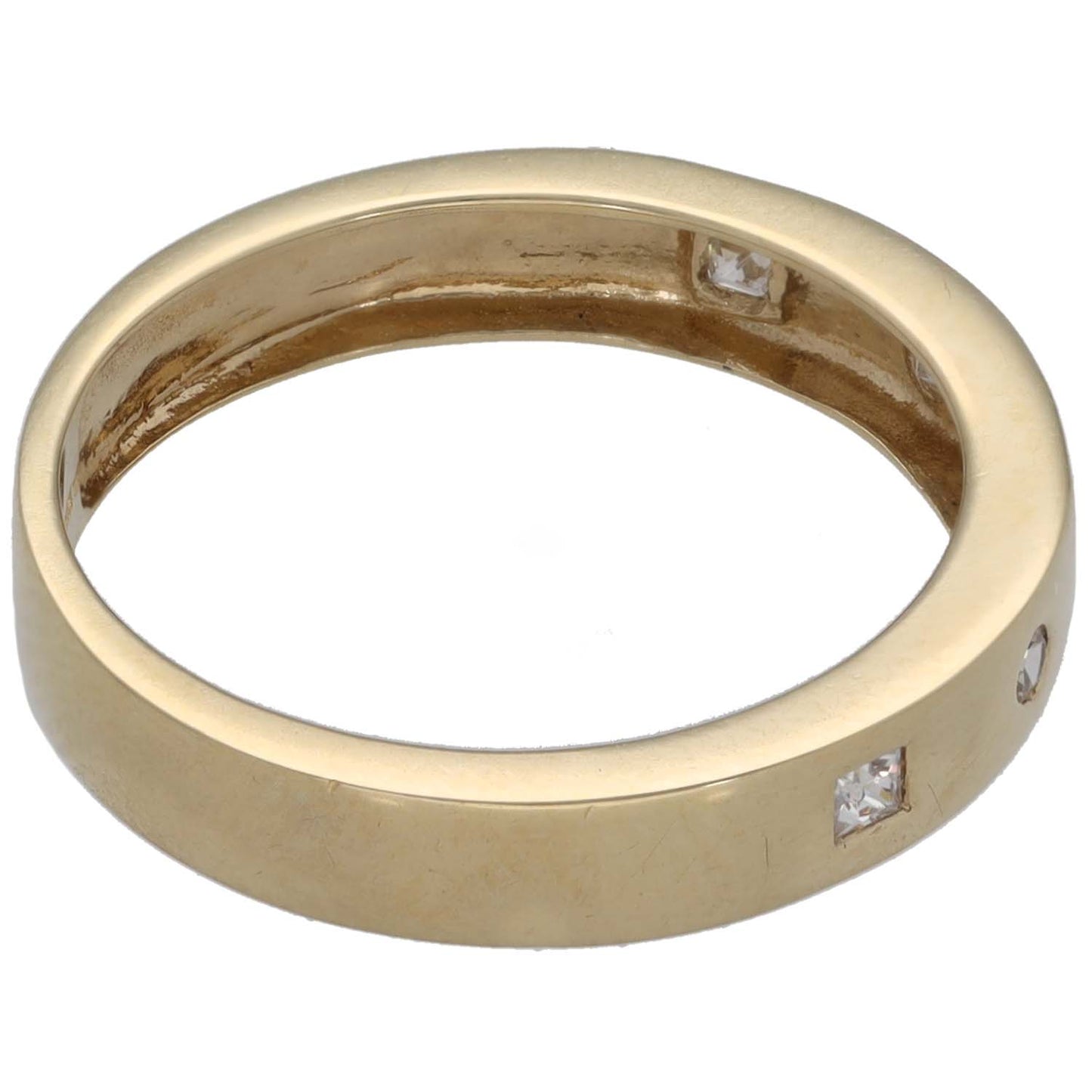 9ct gold CZ half eternity ring side profile with square stones