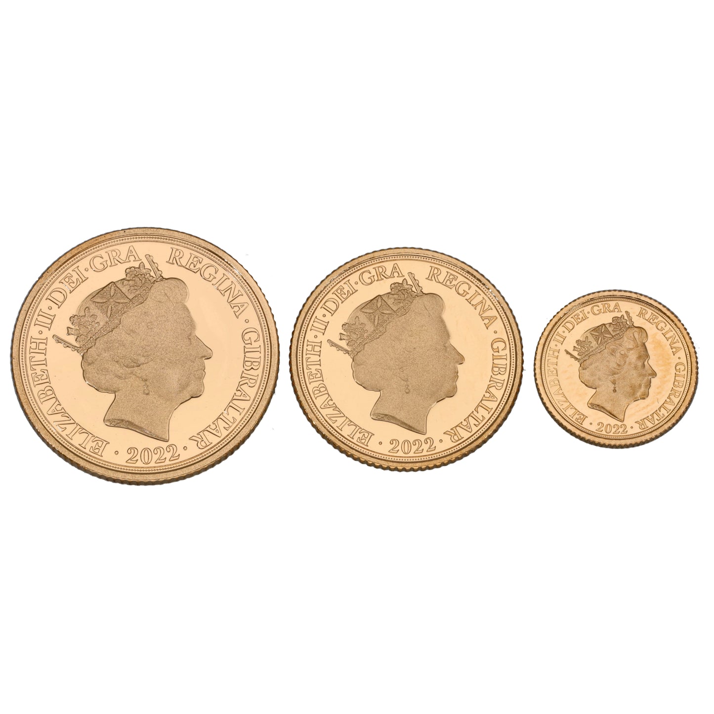 22ct Gold Queen Elizabeth II Full, Half & Quarter Sovereign Set 2022