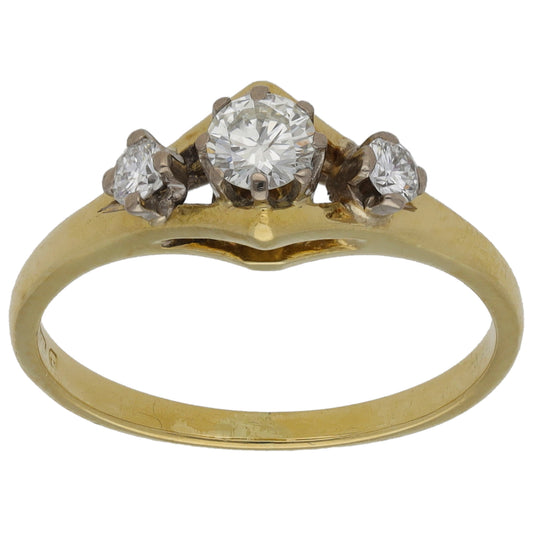 18ct Gold 0.49ct Diamond Trilogy Ring Size L