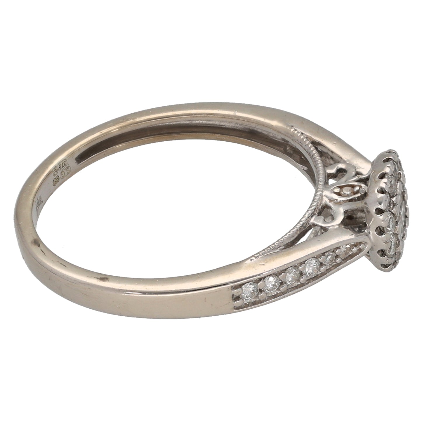 9ct White Gold 0.36ct Diamond Dress/Cocktail Ring Size N