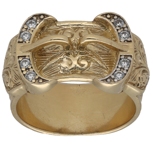 9ct Gold Cubic Zirconia Buckle Ring Size Z