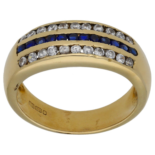 9ct Gold Sapphire & Cubic Zirconia Dress/Cocktail Ring Size N