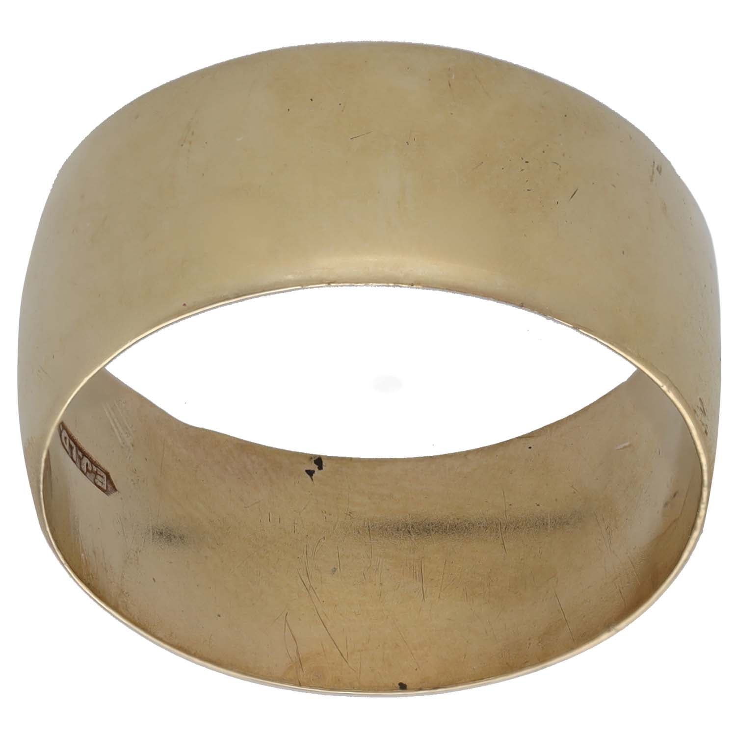9ct gold plain wedding ring band, smooth polished exterior