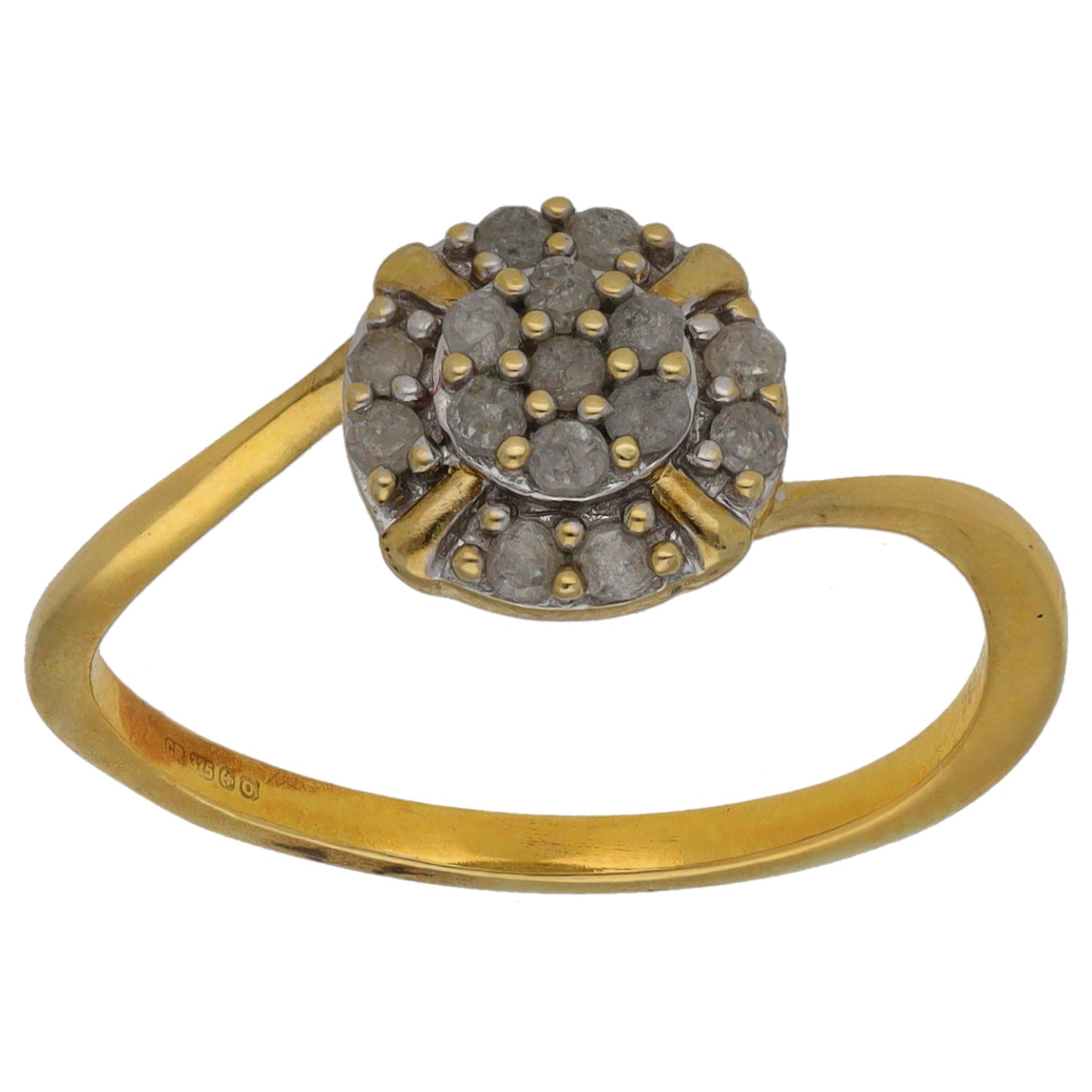 9ct Gold 0.30ct Diamond Cluster Ring Size N