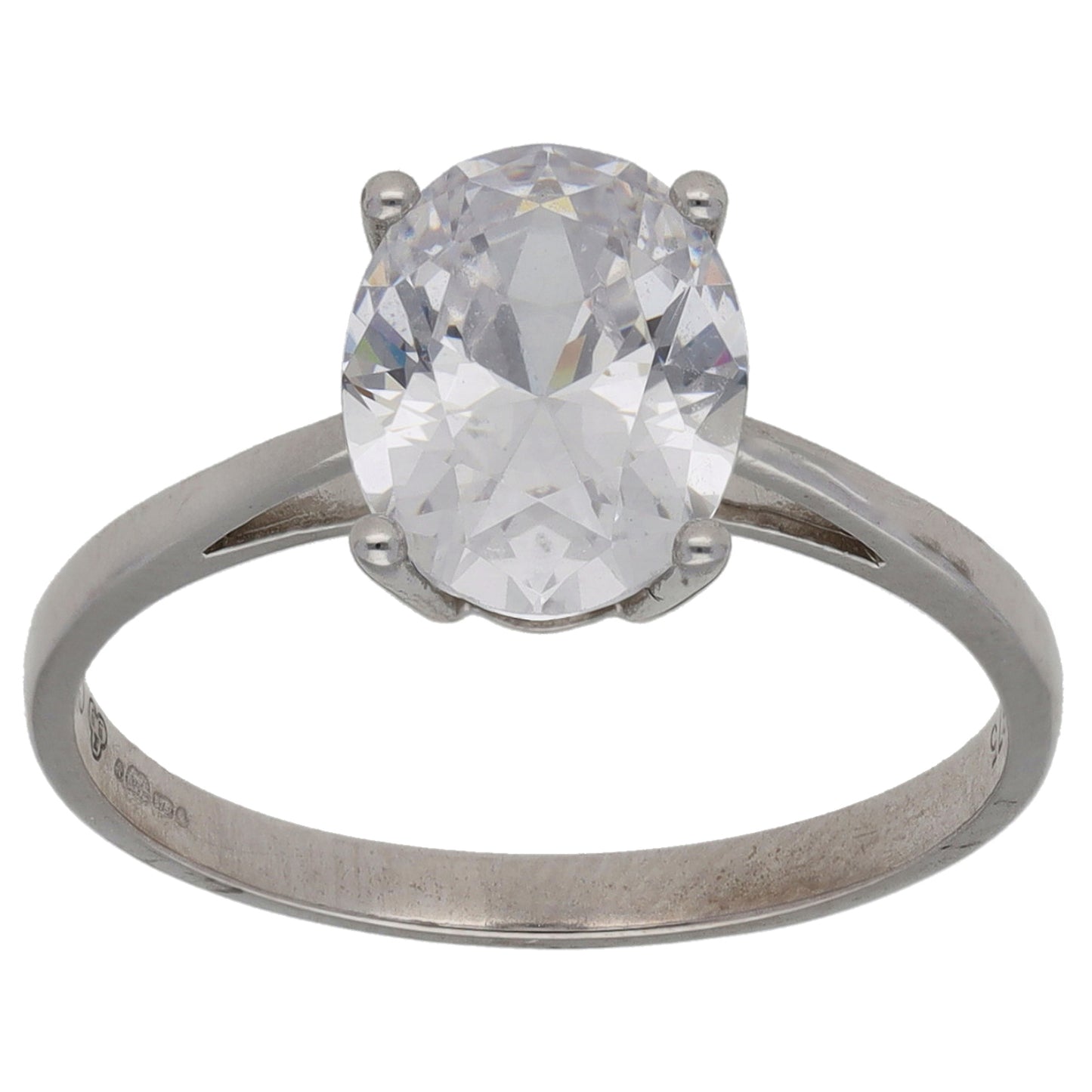 9ct White Gold Cubic Zirconia Single Stone Ring Size L