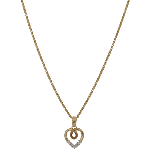 9ct Gold 0.10ct Diamond Heart Pendant With Chain