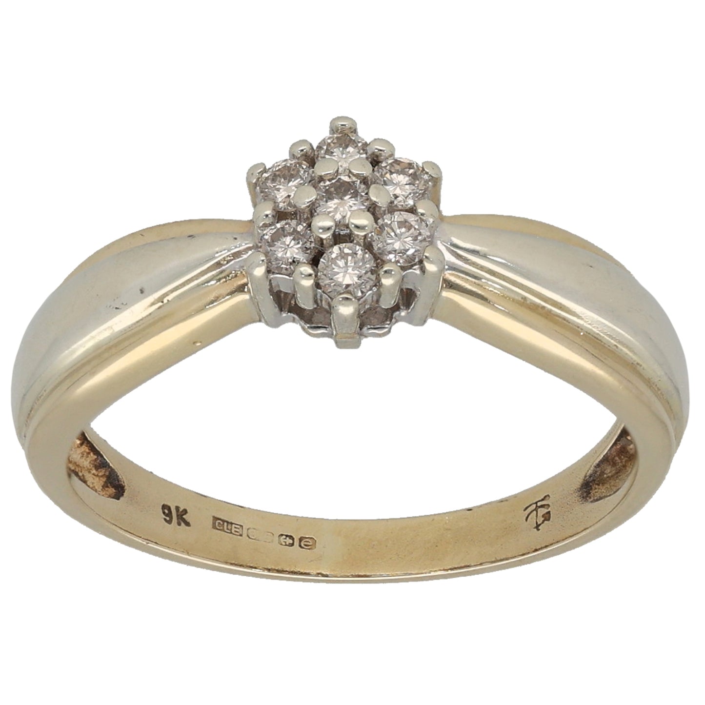 9ct Gold 0.07ct Diamond Cluster Ring Size L