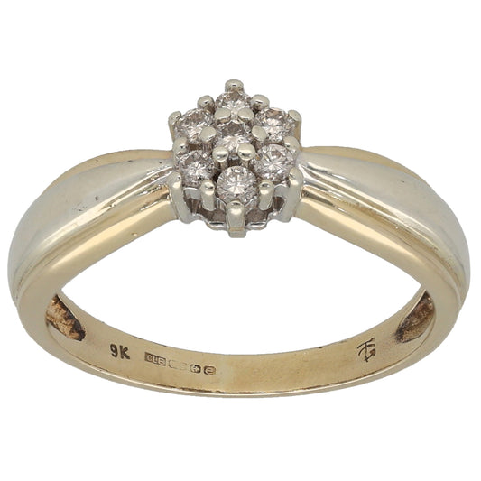 9ct Gold 0.07ct Diamond Cluster Ring Size L