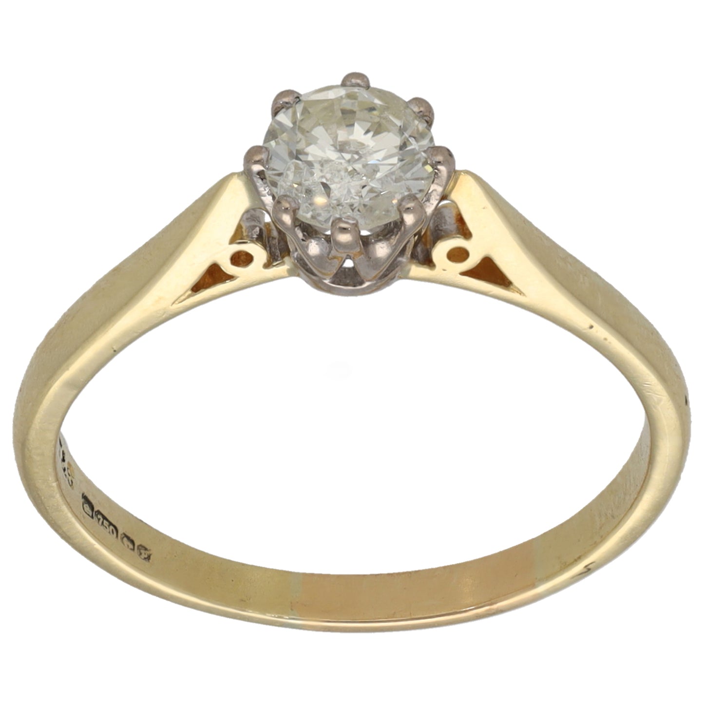 18ct Gold 0.55ct Diamond Solitaire Ring Size P