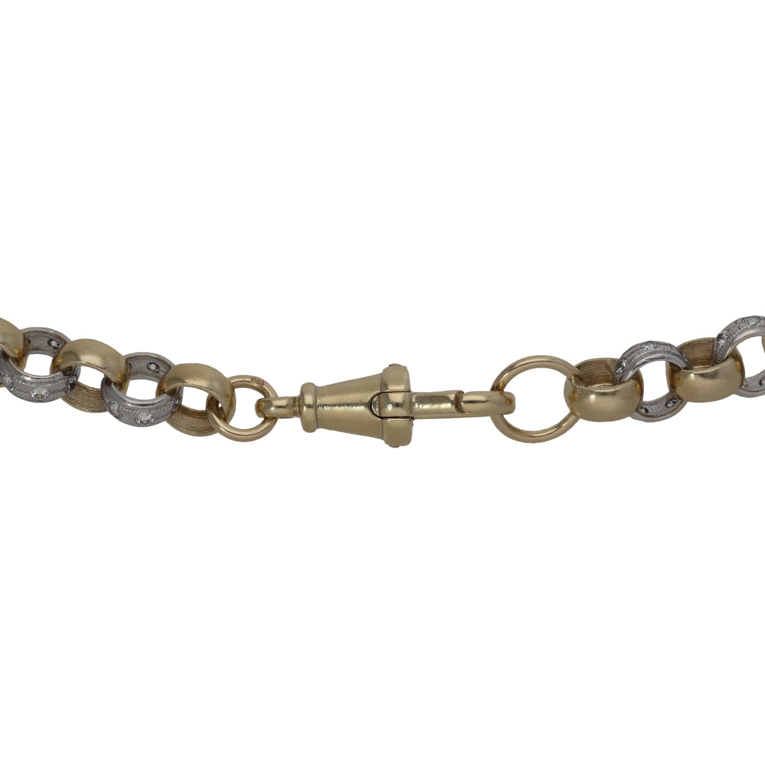 Bicolour gold belcher chain with CZ links and spring clasp