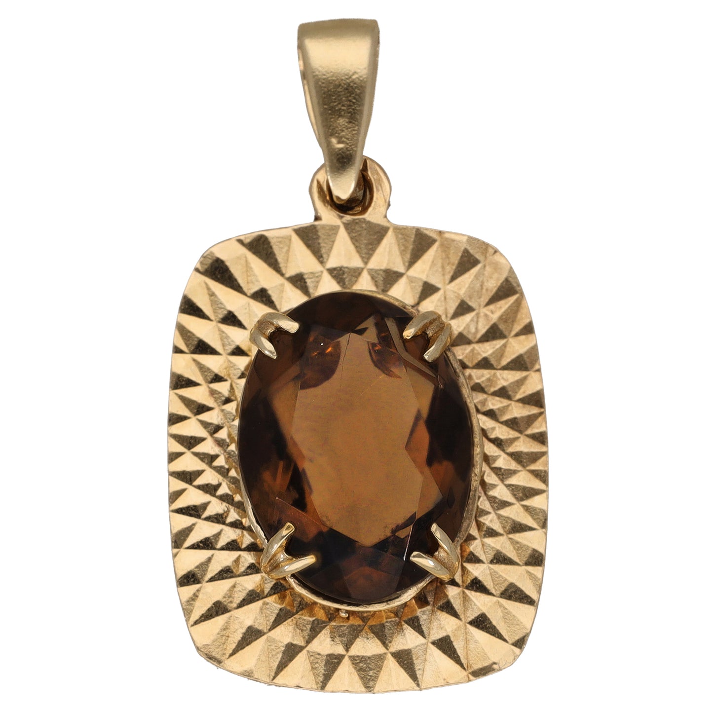 9ct Gold Smoky Quartz Single Stone Pendant
