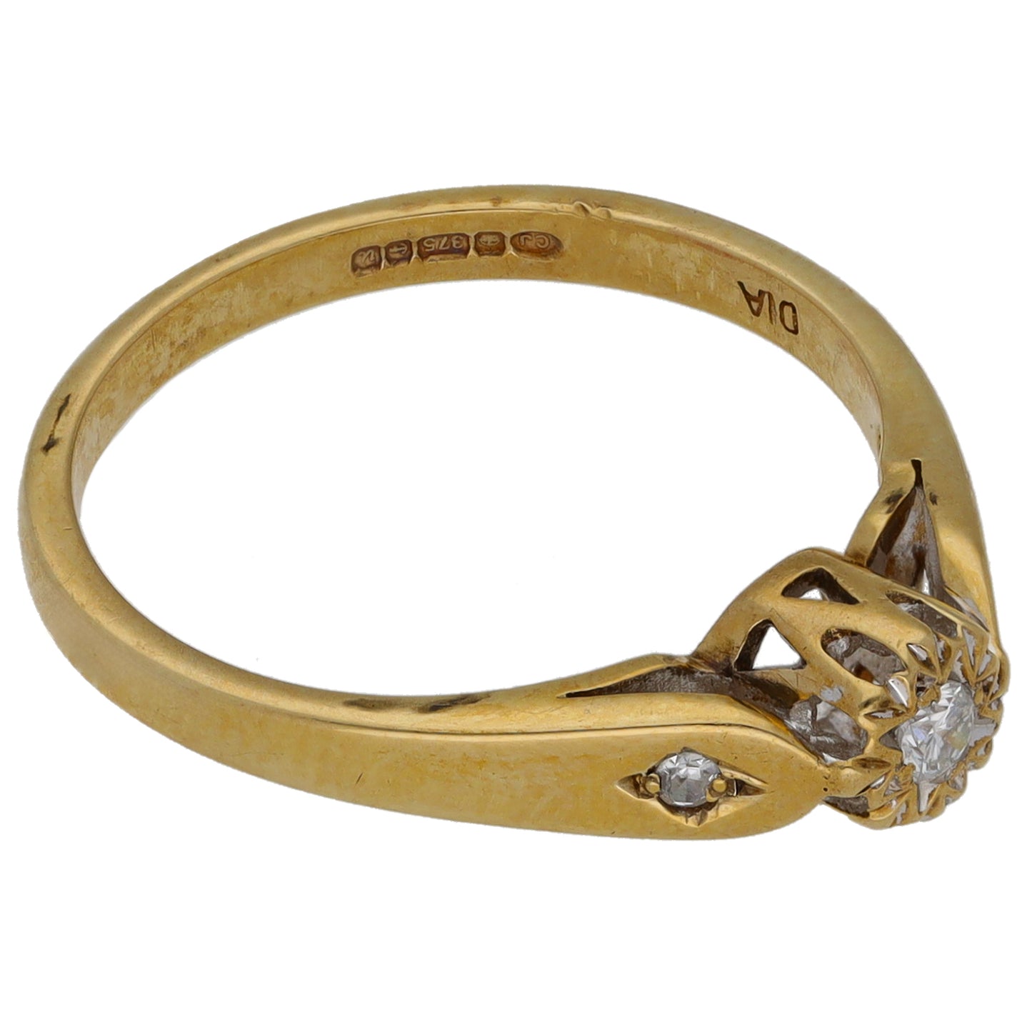 9ct Gold 0.07ct Diamond Trilogy Ring Size N