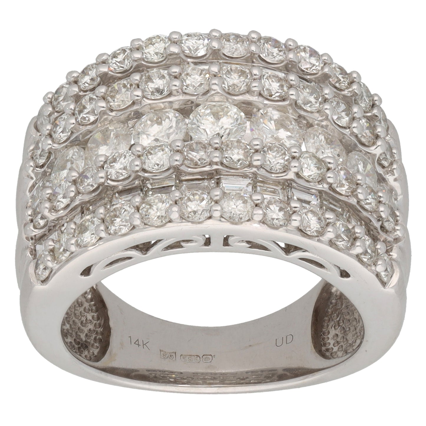 14ct White Gold 4.01ct Diamond Dress/Cocktail Ring Size N