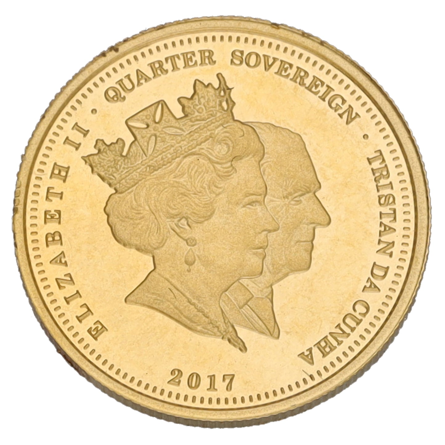 22ct Gold Elizabeth & Phillip Quarter Sovereign Coin 2017