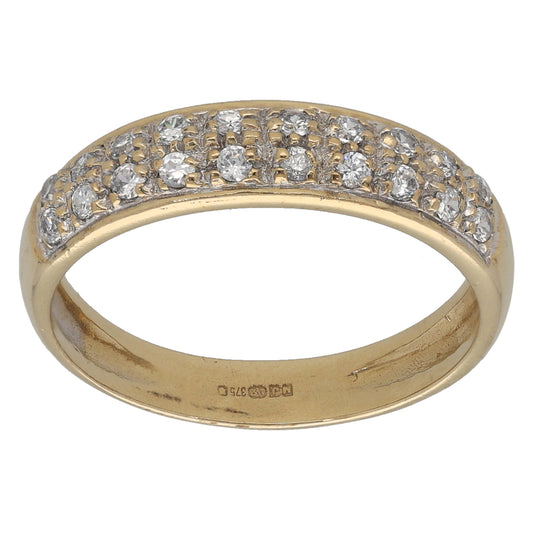 9ct Gold Cubic Zirconia Half Eternity Ring Size P