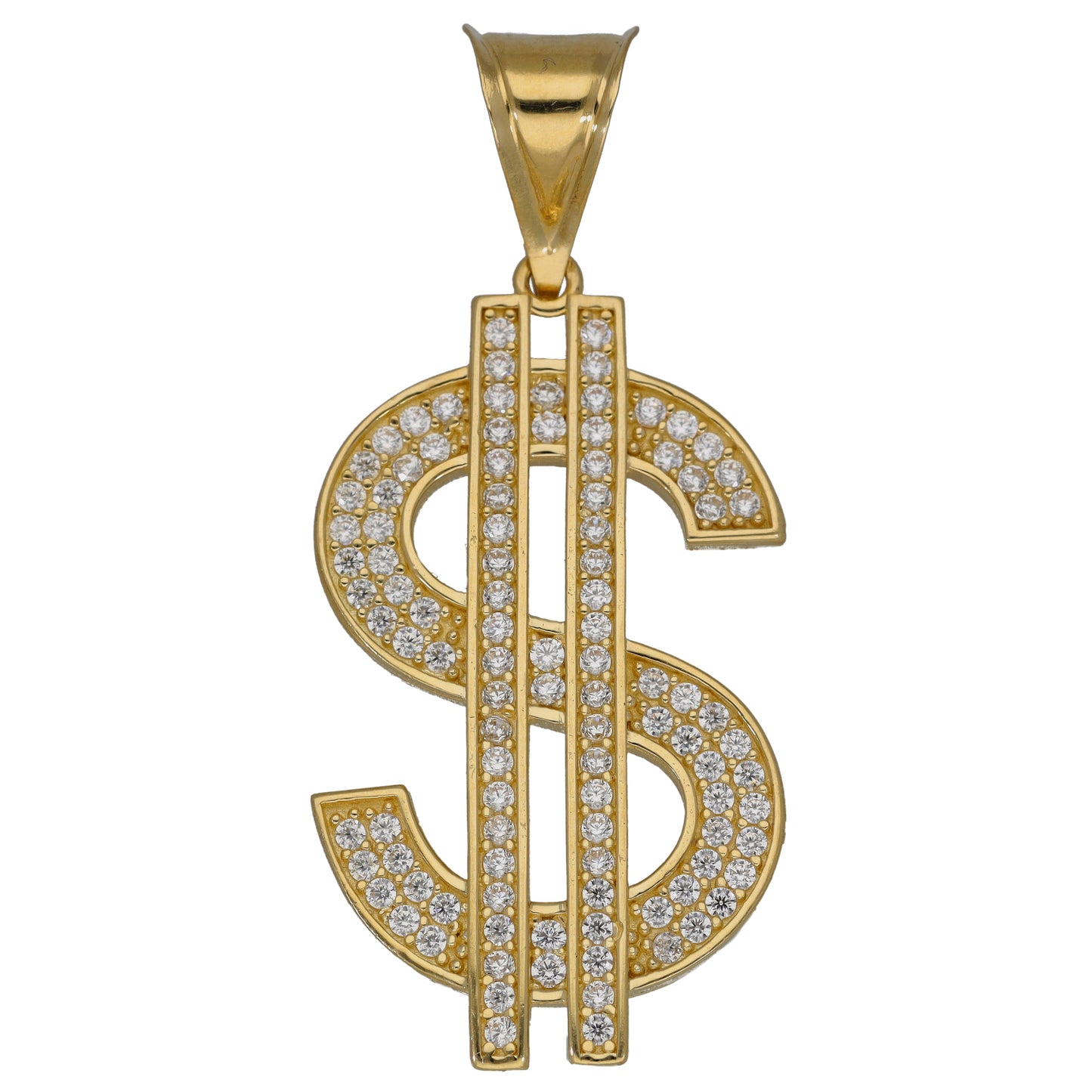14ct Gold Cubic Zirconia Dollar Pendant