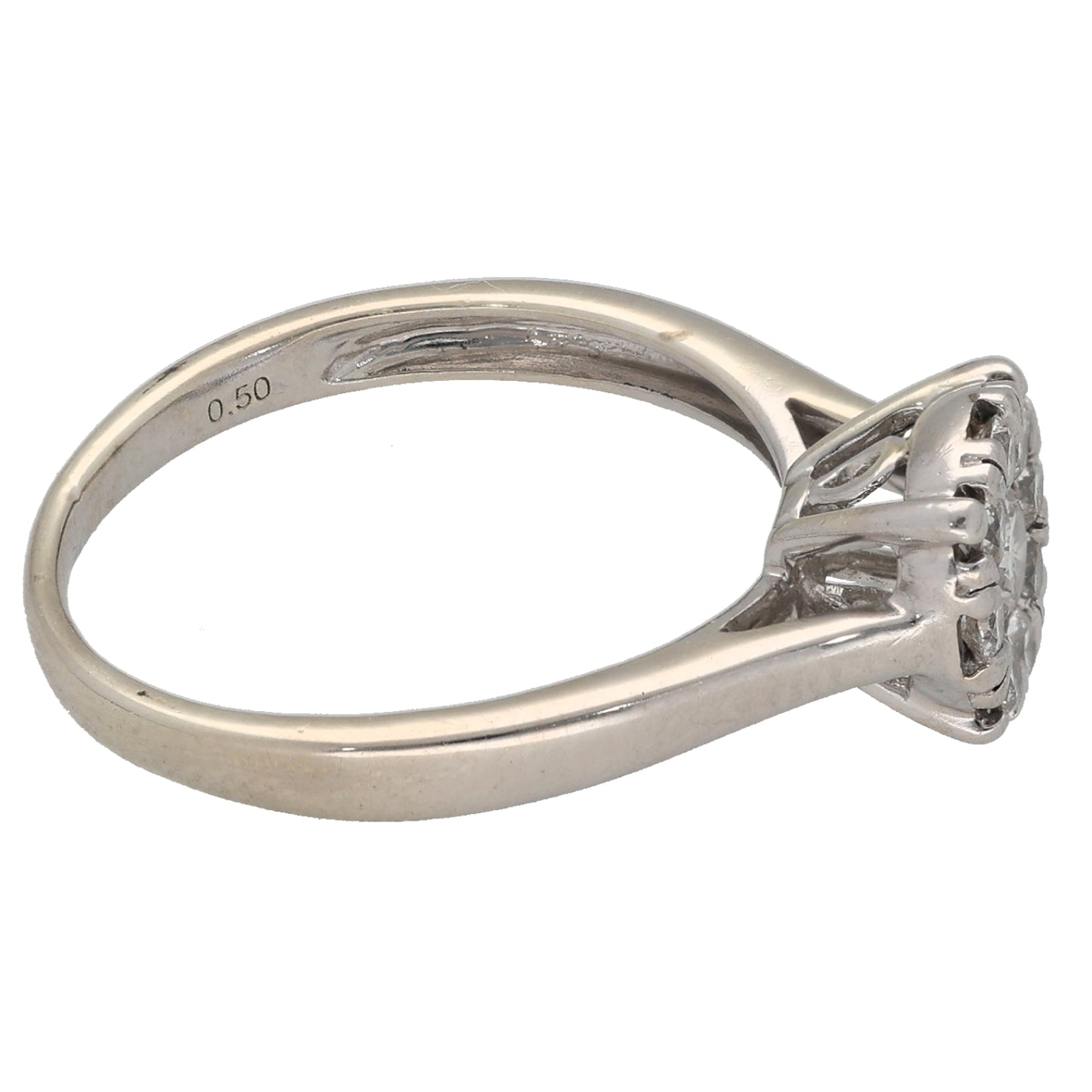 9ct White Gold 0.50ct Diamond Cluster Ring Size M