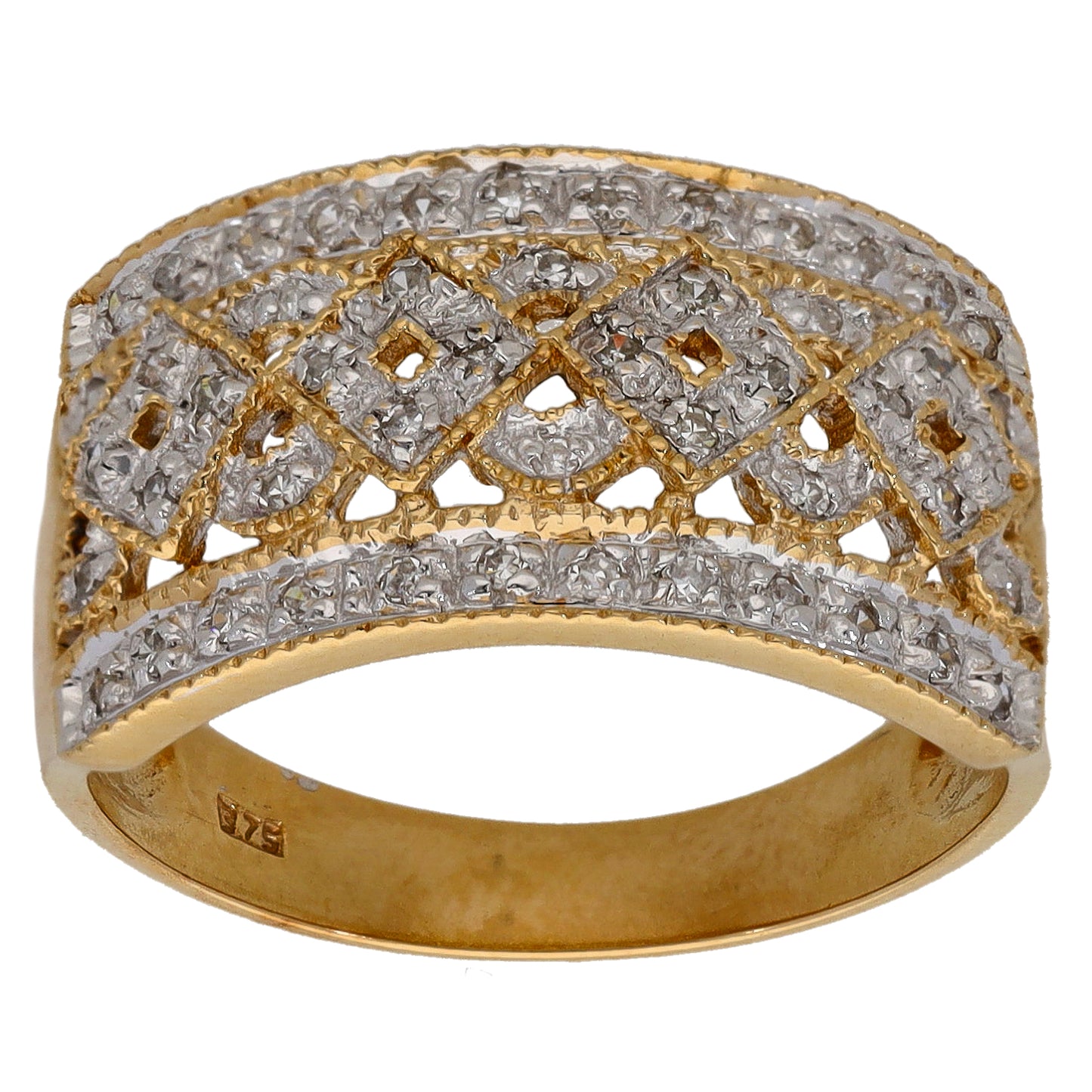 9ct Gold 0.25ct Diamond Alternative Ring Size S