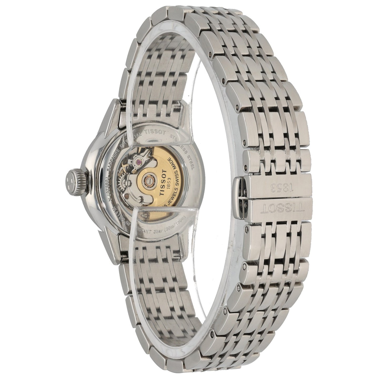 Tissot T-Classic T085207A, white dial, stainless steel, rear angle image