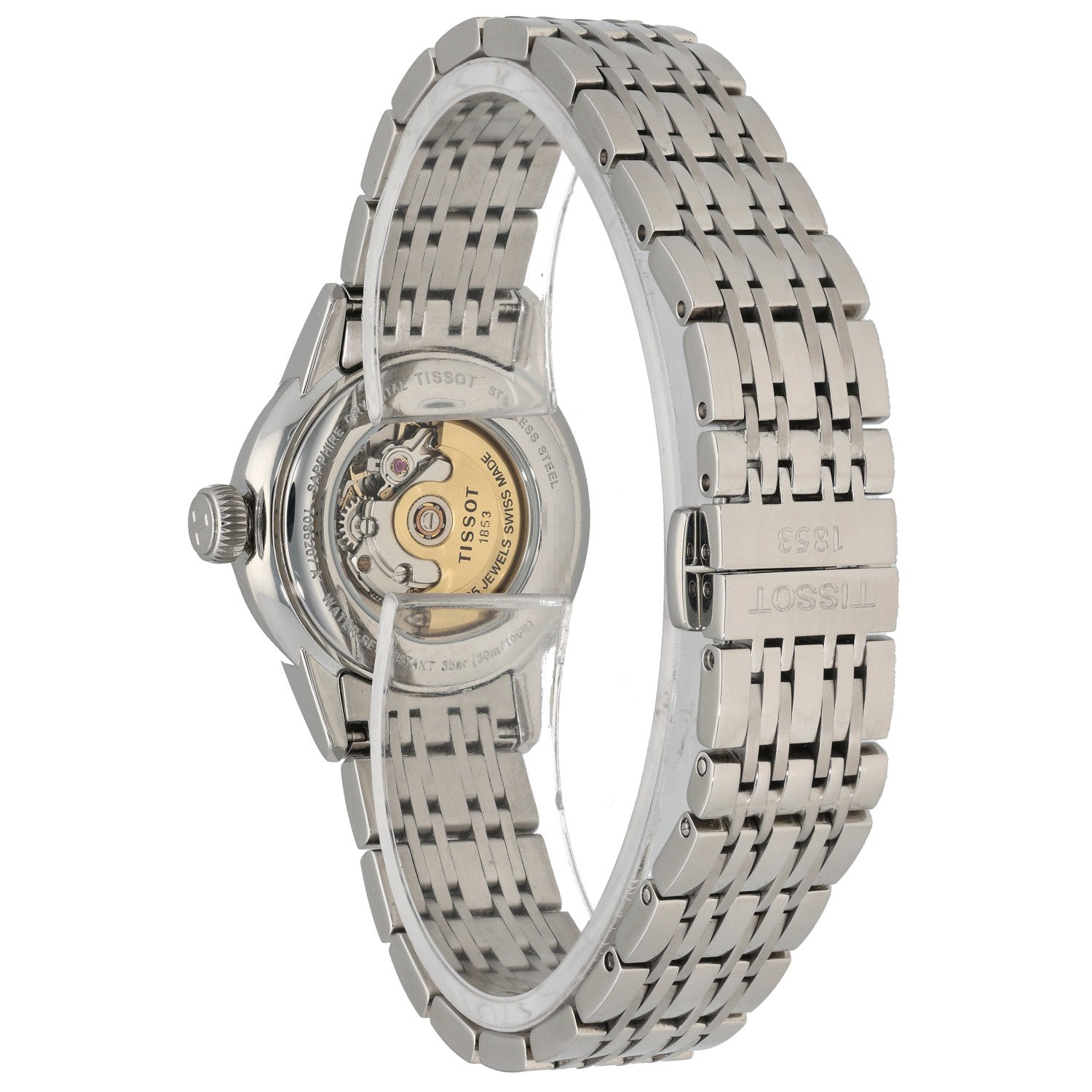 Tissot T-Classic T085207A, white dial, stainless steel, rear angle image