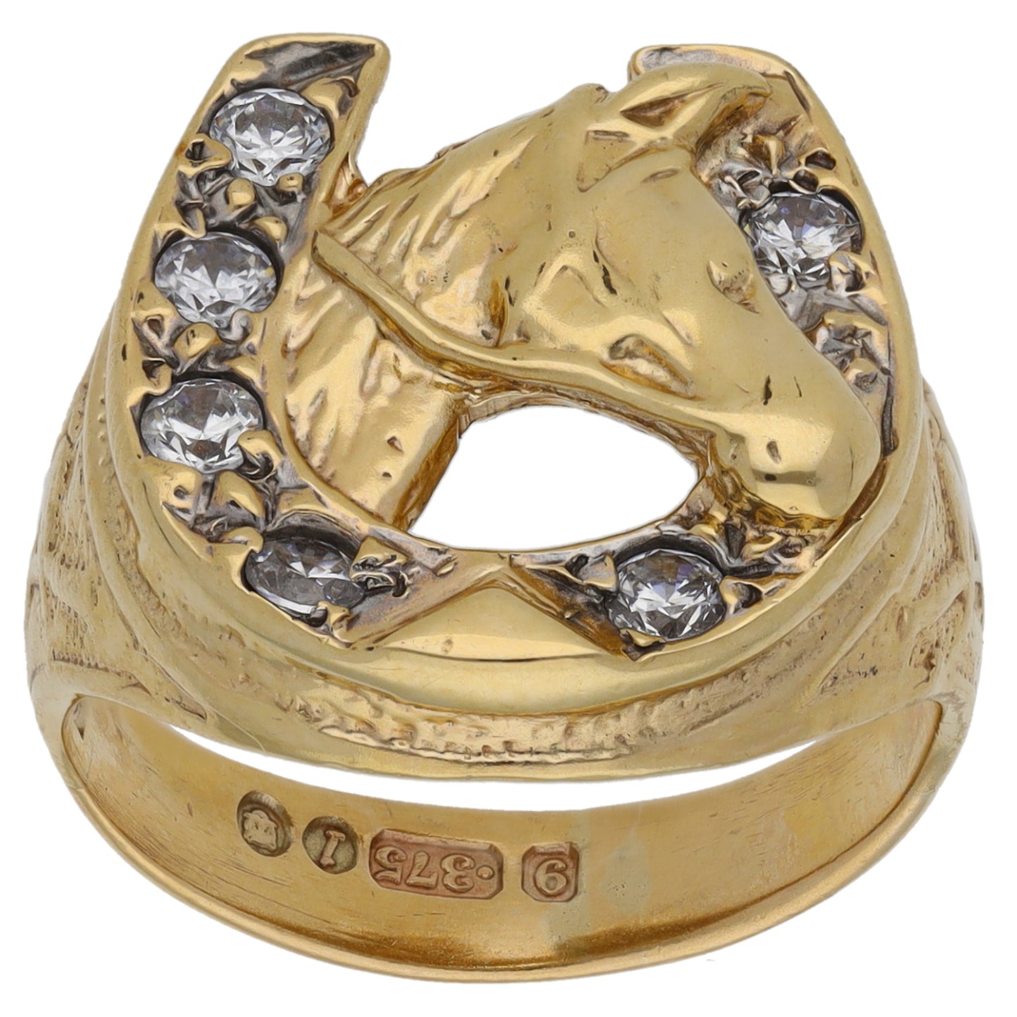 9ct Gold Cubic Zirconia Horseshoe Ring Size Q