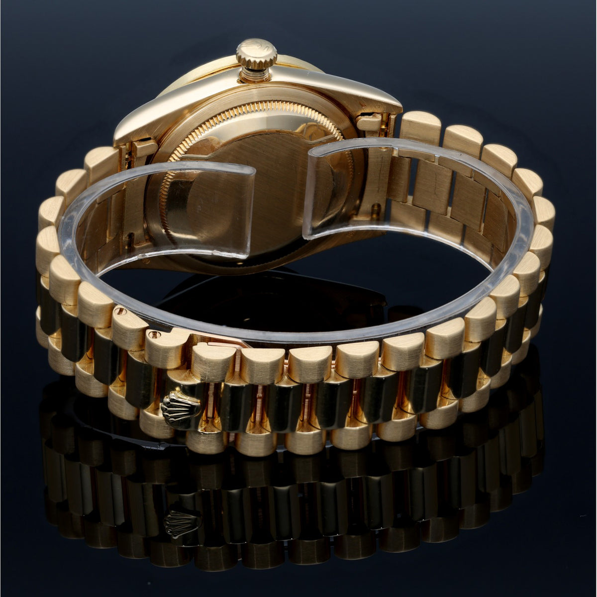 Custom Rolex Day-Date 18238,gold case and bracelet, rear bracelet image