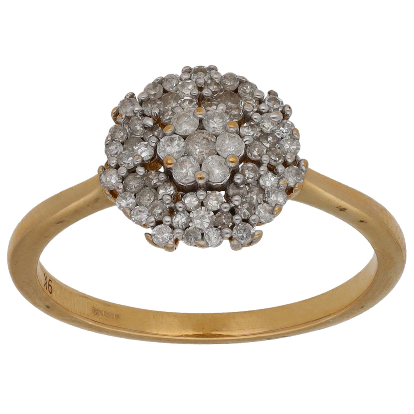 9ct Gold 0.29ct Diamond Cluster Ring Size M