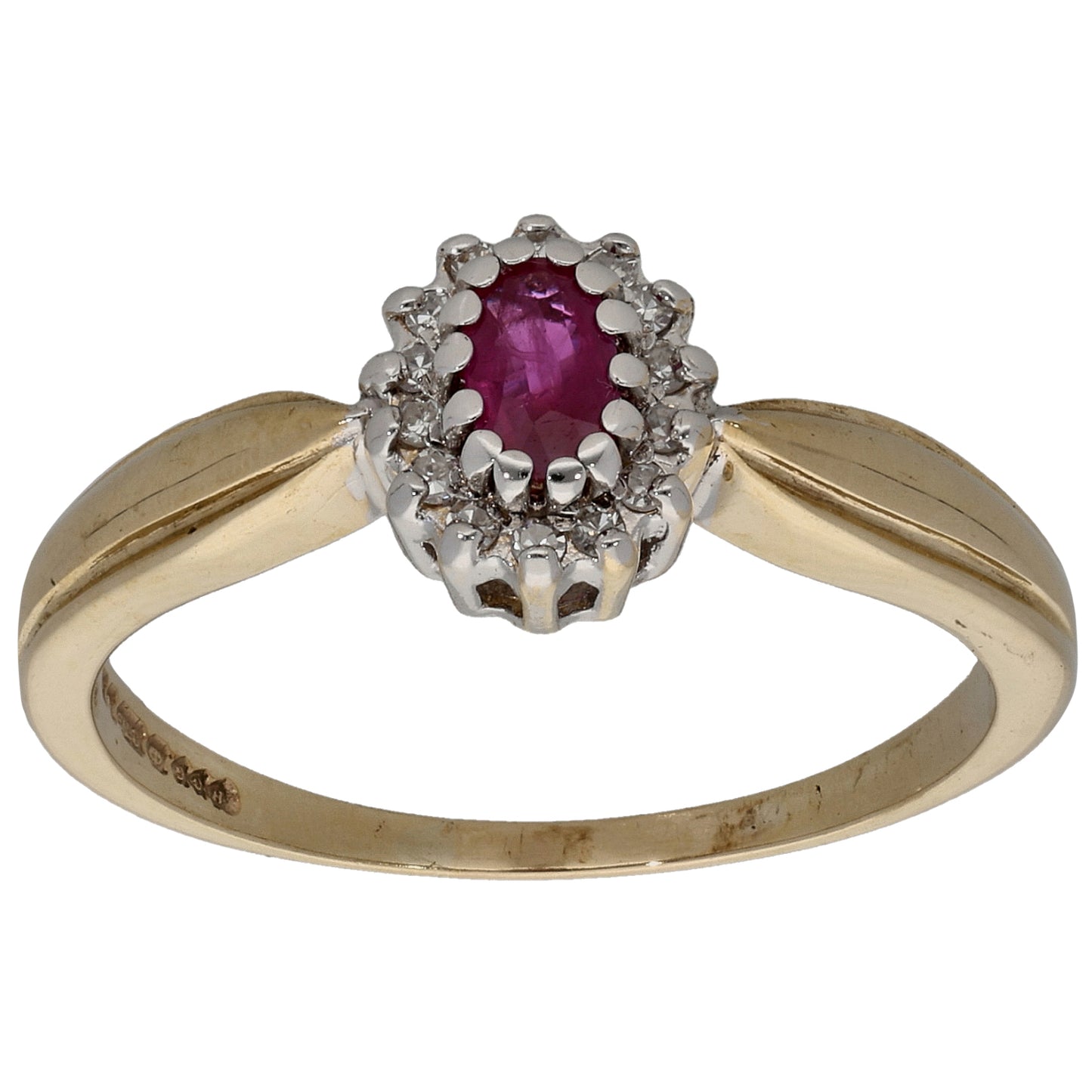 9ct Gold 0.07ct Diamond & Ruby Dress/Cocktail Ring Size N
