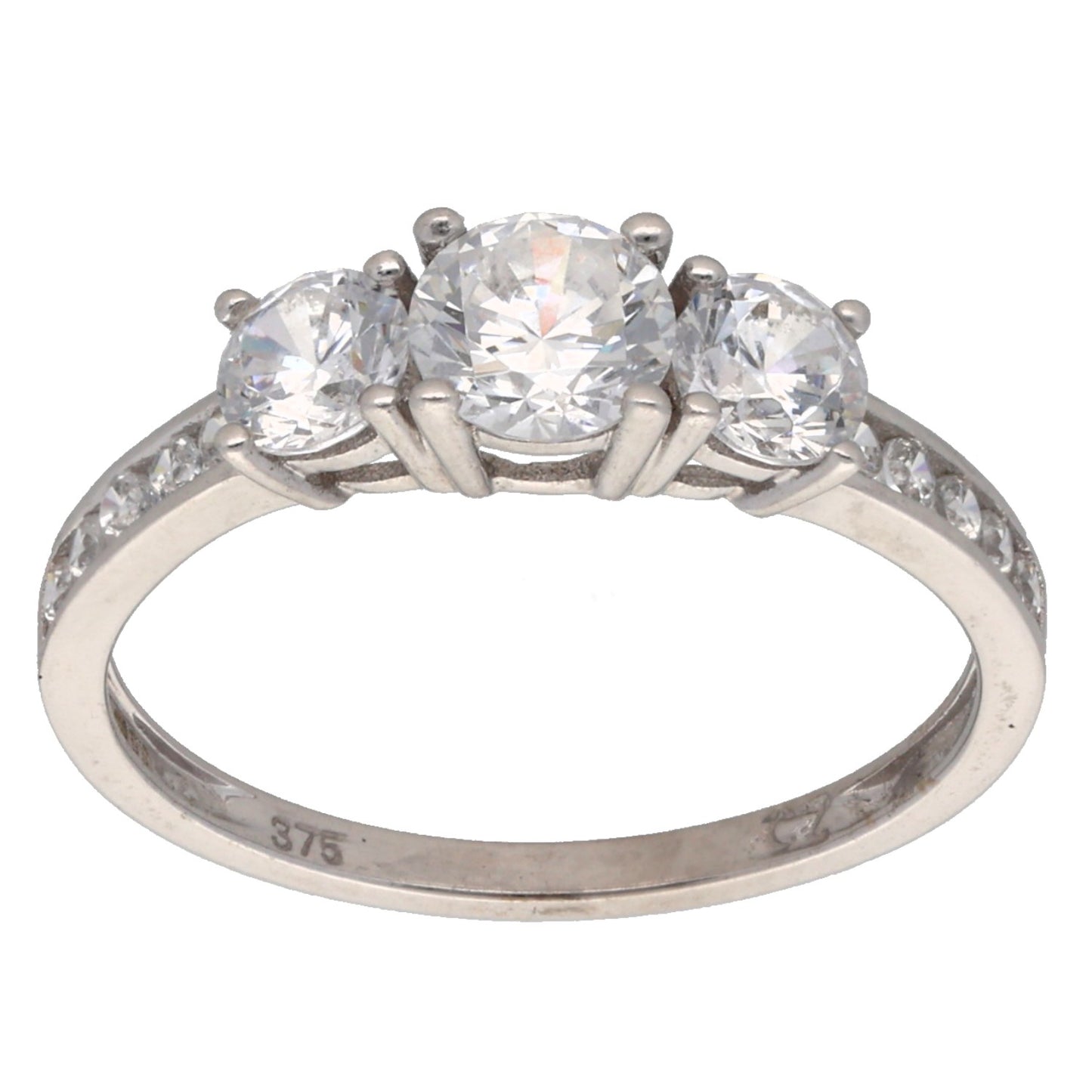 9ct White Gold Cubic Zirconia Dress/Cocktail Ring Size M