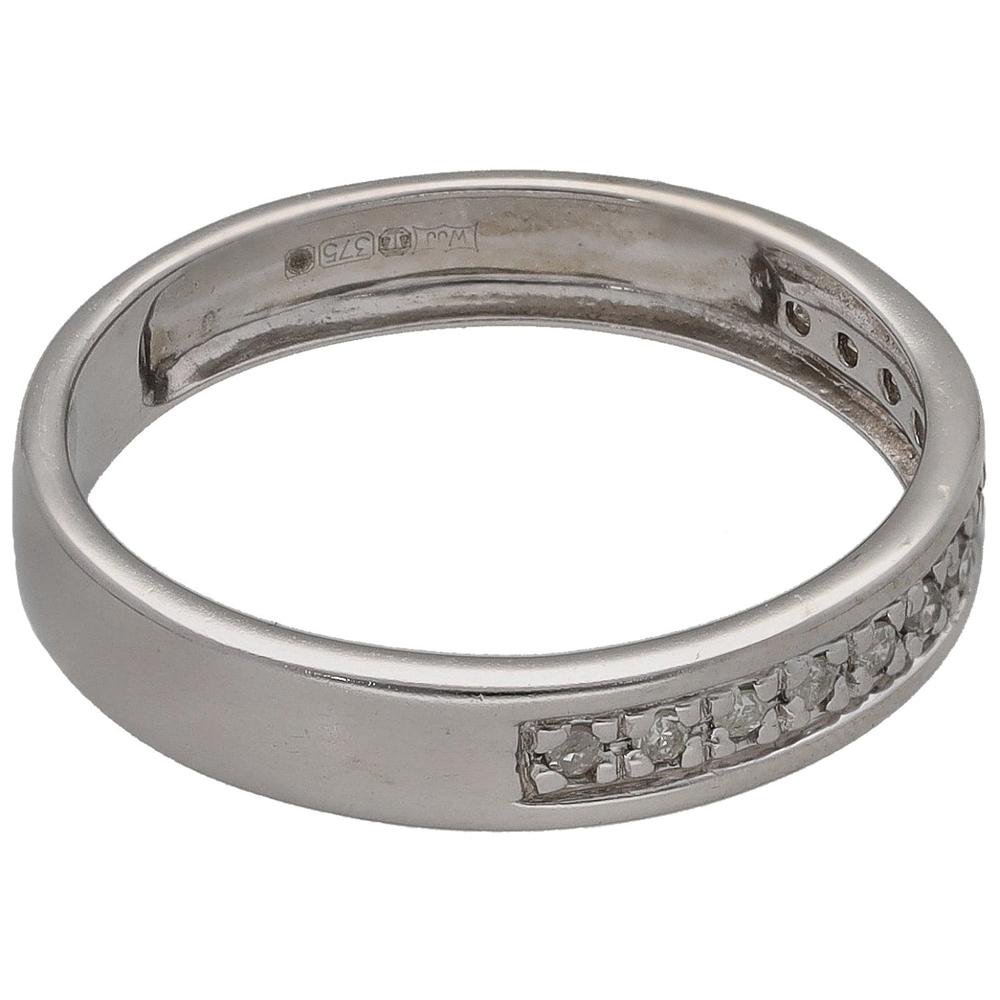 9ct White Gold 0.10ct Diamond Half Eternity Ring Size L