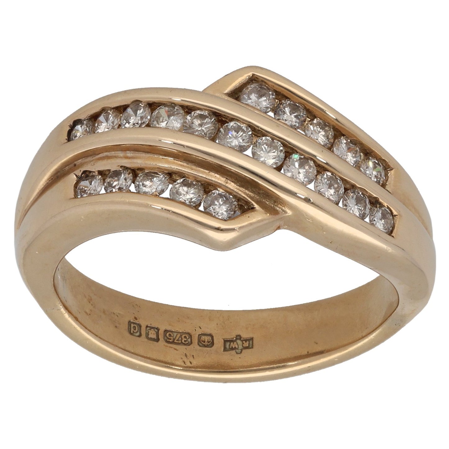 9ct Gold 0.42ct Diamond Dress/Cocktail Ring Size P