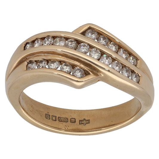 9ct Gold 0.42ct Diamond Dress/Cocktail Ring Size P