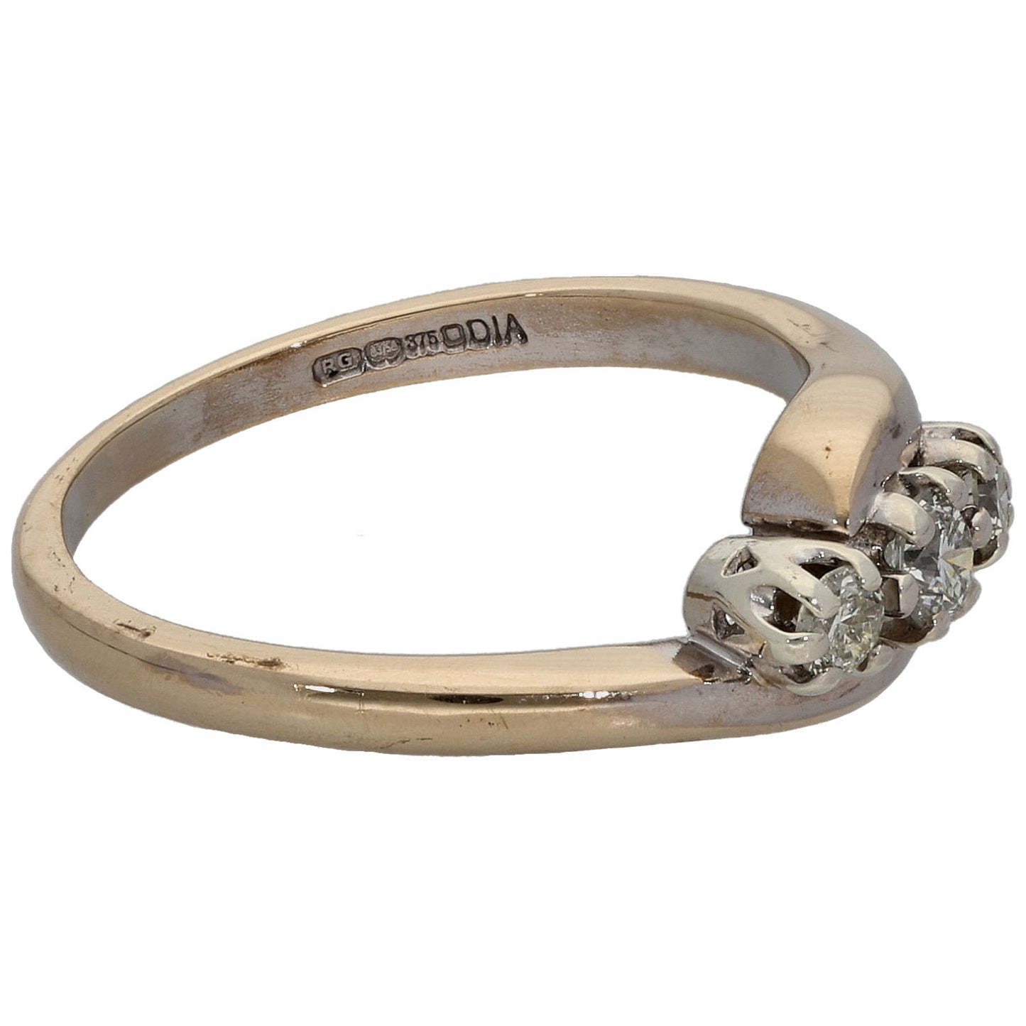 9ct White Gold 0.25ct Diamond Trilogy Ring Size L