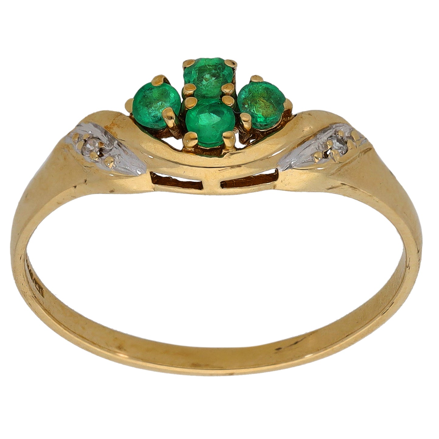 9ct Gold Emerald & 0.01ct Diamond Dress/Cocktail Ring Size P