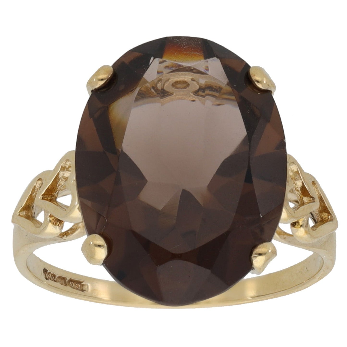 9ct Gold Smoky Quartz Single Stone Ring Size O