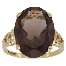 Load image into Gallery viewer, 9ct Gold Smoky Quartz Single Stone Ring Size O
