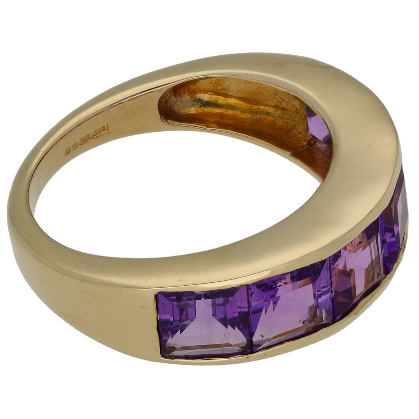 9ct Gold Amethyst Half Eternity Ring Size N
