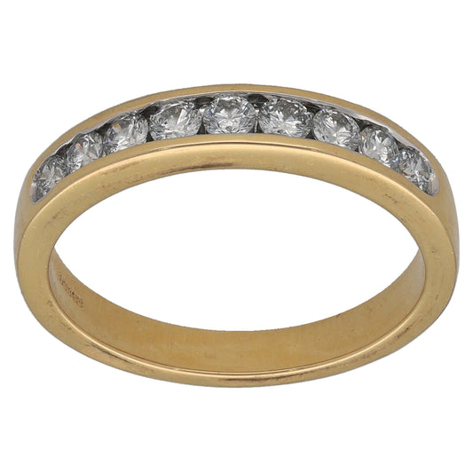18ct Gold 0.54ct Diamond Half Eternity Ring Size N
