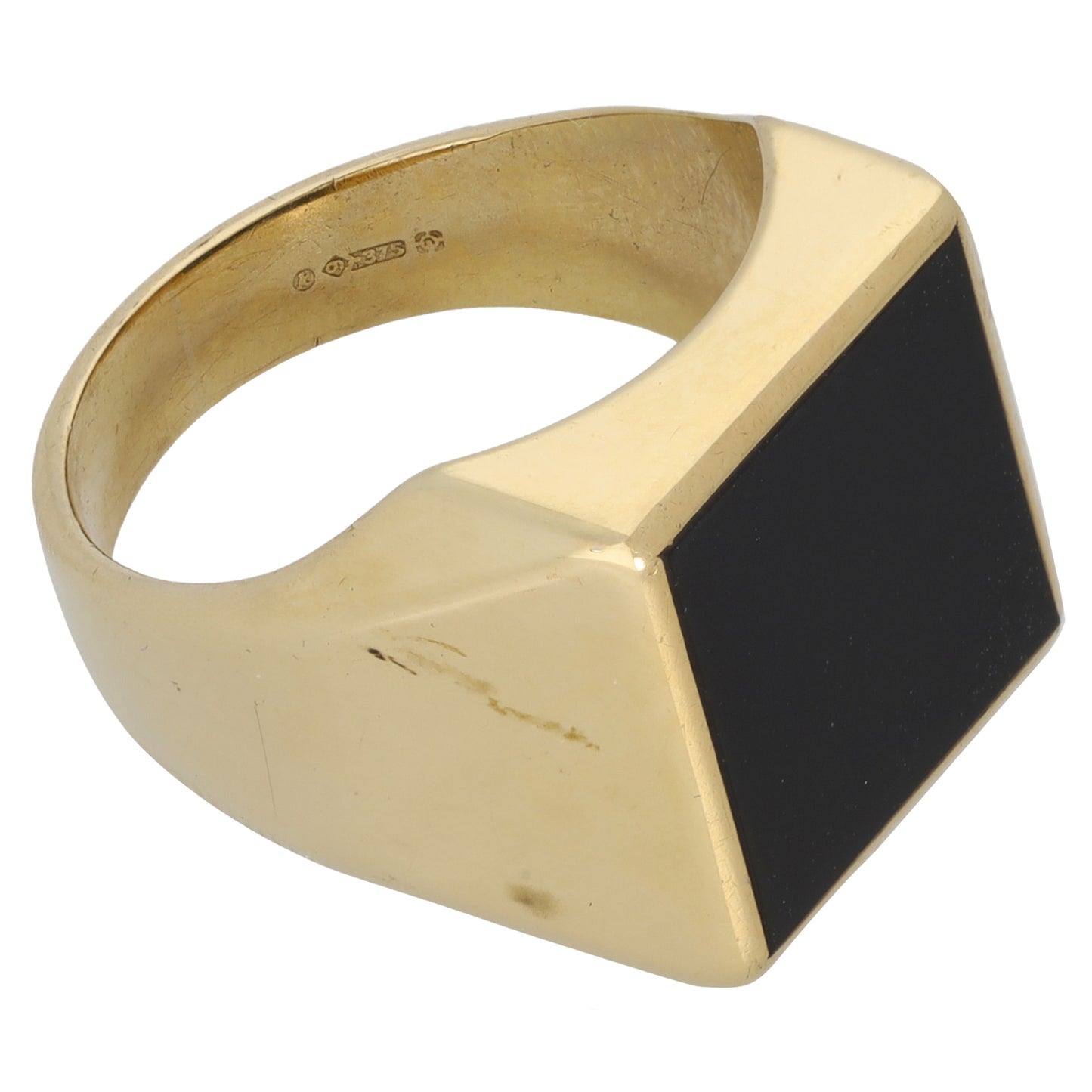 9ct Gold Onyx Signet Ring Size Q