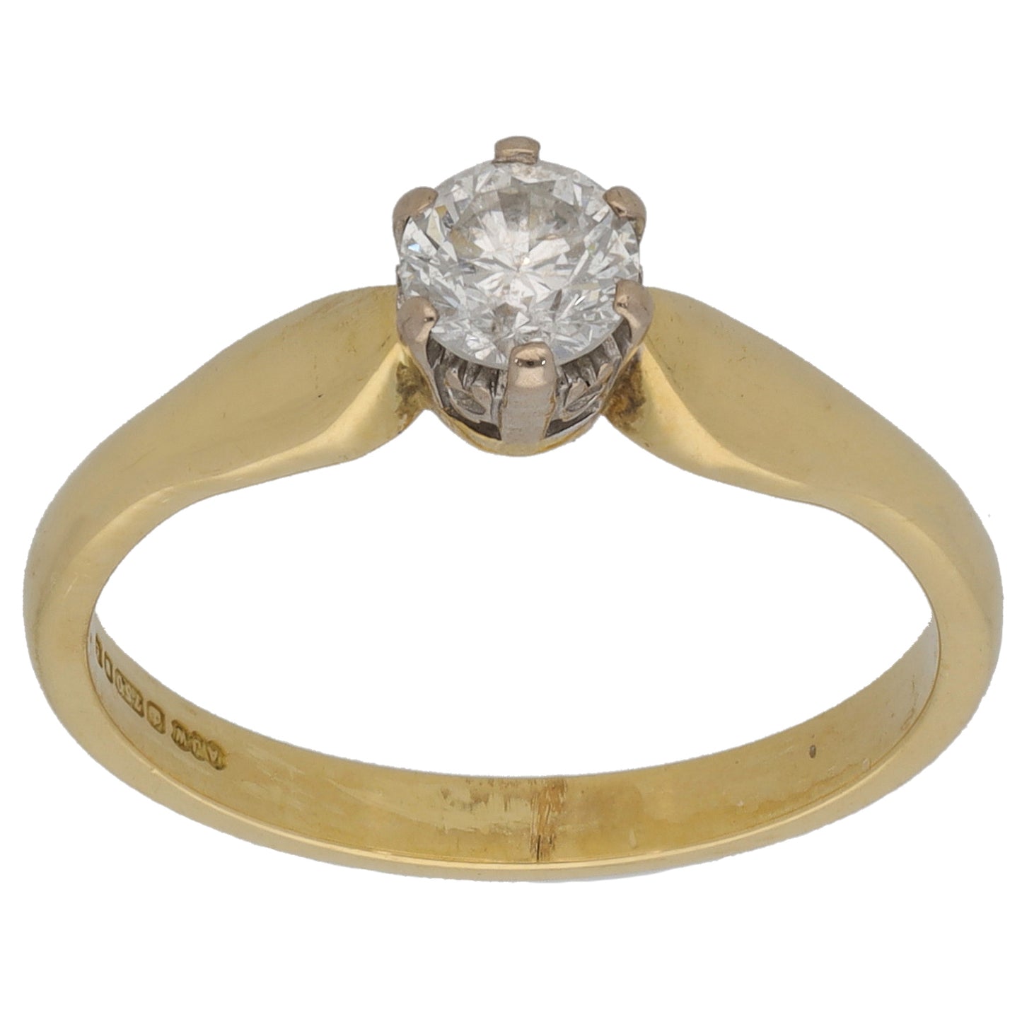 18ct Gold 0.45ct Diamond Solitaire Ring Size N