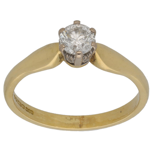18ct Gold 0.45ct Diamond Solitaire Ring Size N