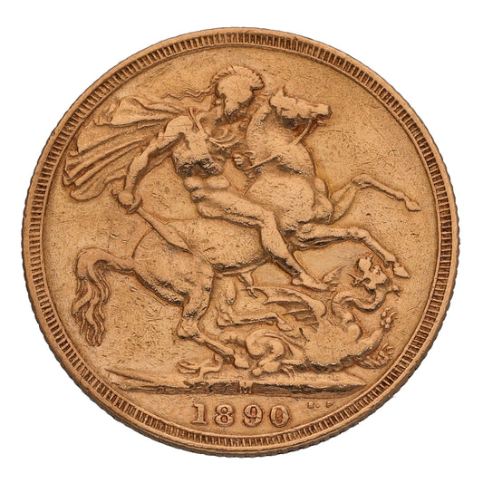 22ct Gold Queen Victoria Full Sovereign Coin 1890