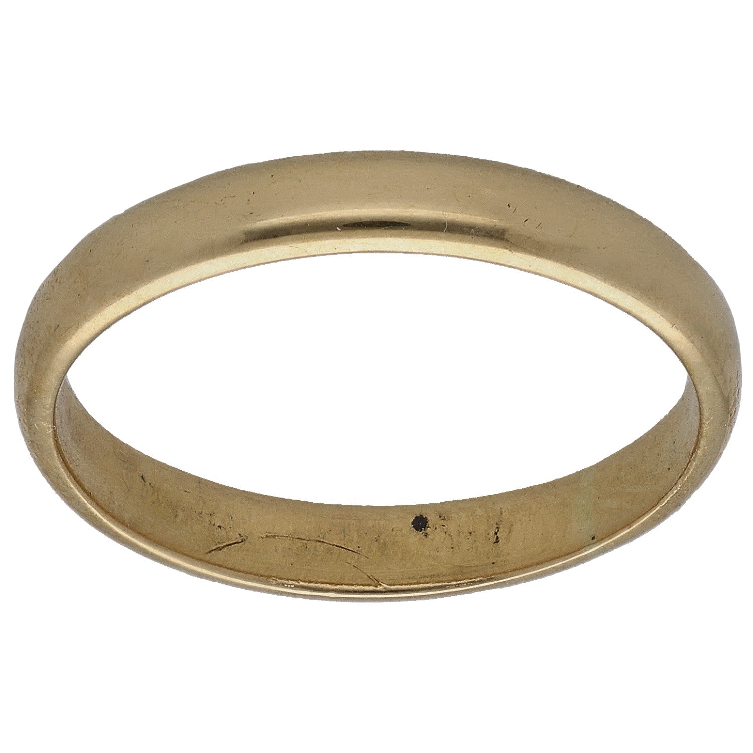 18ct gold plain wedding ring, smooth polished band, size N