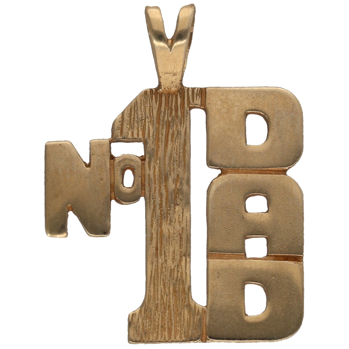 9ct gold message pendant with cutout letter design and small top loop