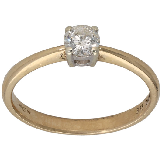 9ct Gold 0.25ct Diamond Solitaire Ring Size M