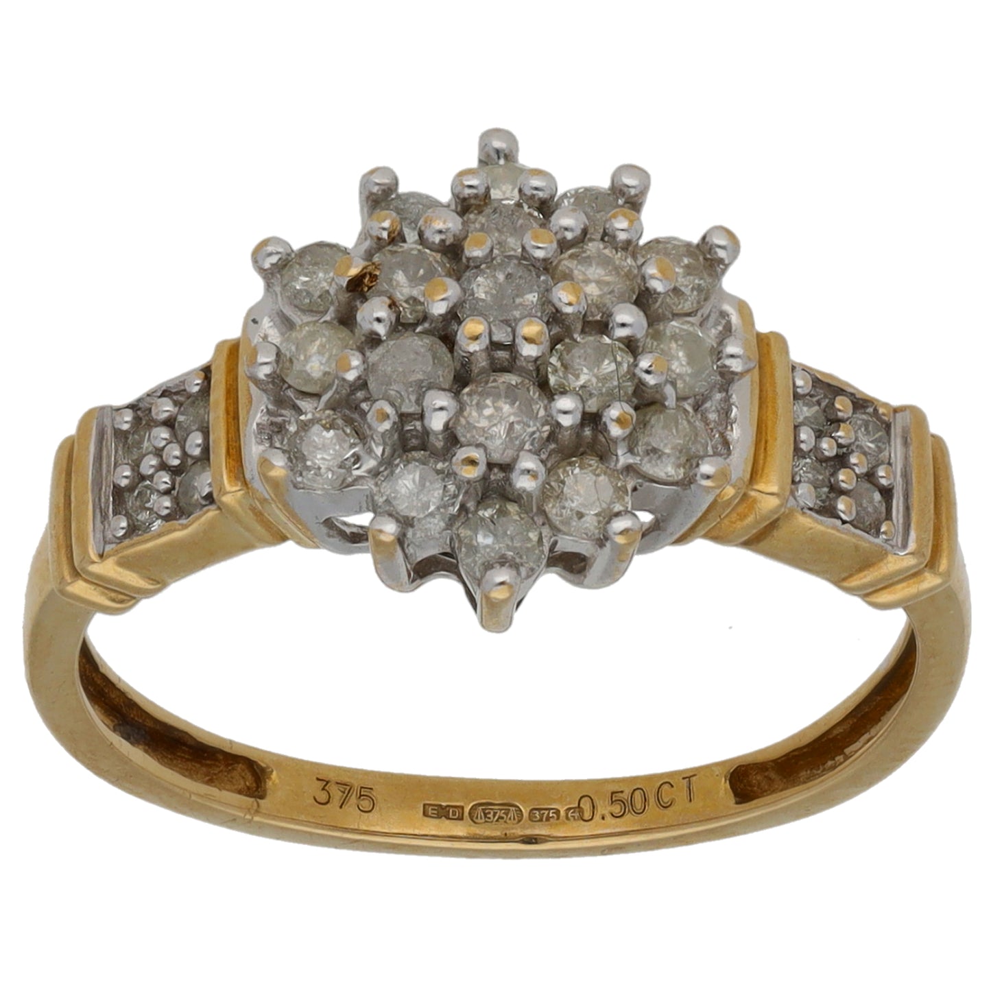 9ct Gold 0.50ct Diamond Cluster Ring Size M