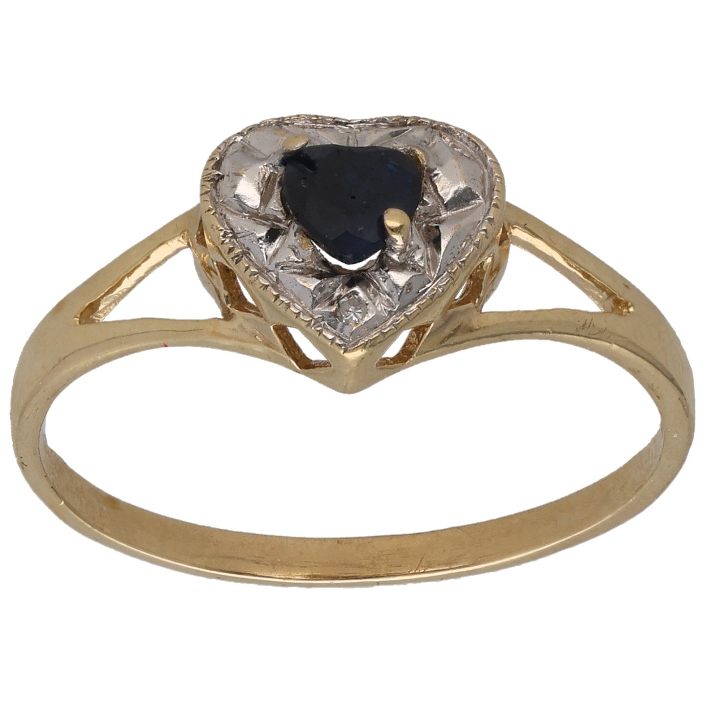 9ct Gold Sapphire & 0.01ct Diamond Dress/Cocktail Ring Size Q